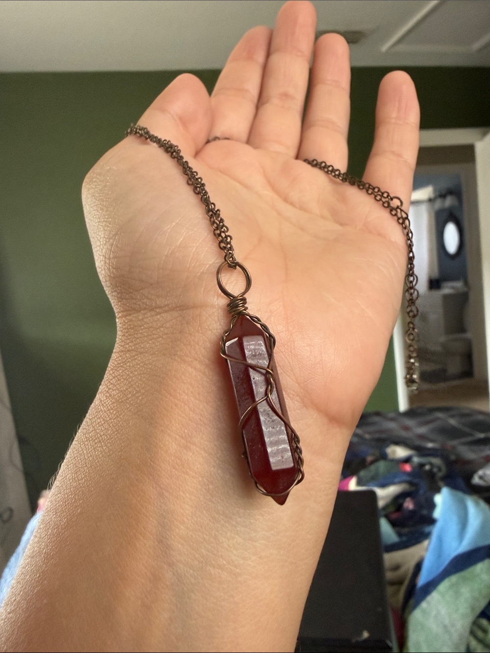 Handcrafted Red Stone Pendant Necklace - Women Jewelry